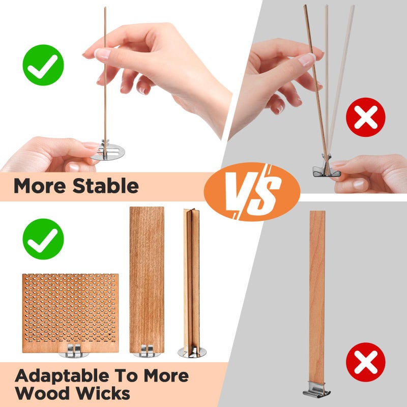 CollectHall 100 Pcs Thickened Wood Wicks, Wood Wicks for Candles Making with Wick Trimmer, Candle Wicks 5.1Ã—0.5Ã—0.04 Inches for DIY Candle-Making, Long Lasting Flame, Easy to Burn (50 Sets) - Image 3