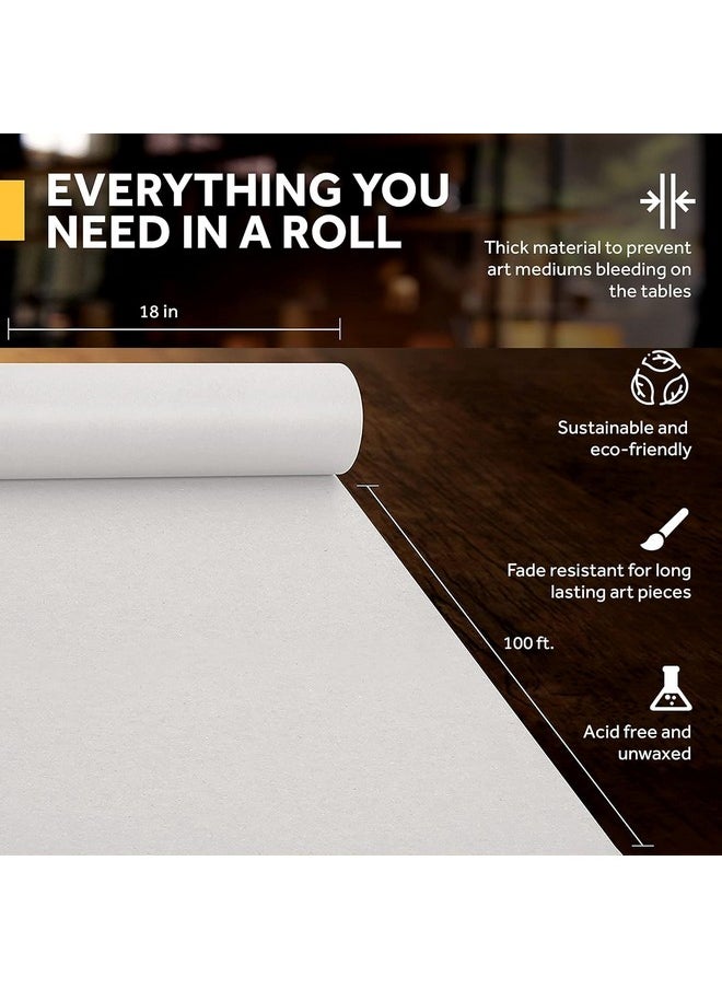 Bryco Goods - White Kraft Arts And Crafts Paper Roll 2 Pack Of 18 Inches By 100 Feet Rolls Ideal For Paints Wall Art Easel Paper Bulletin Board Paper Gift Wrapping Paper Kids Crafts Made In Usa - Image 1