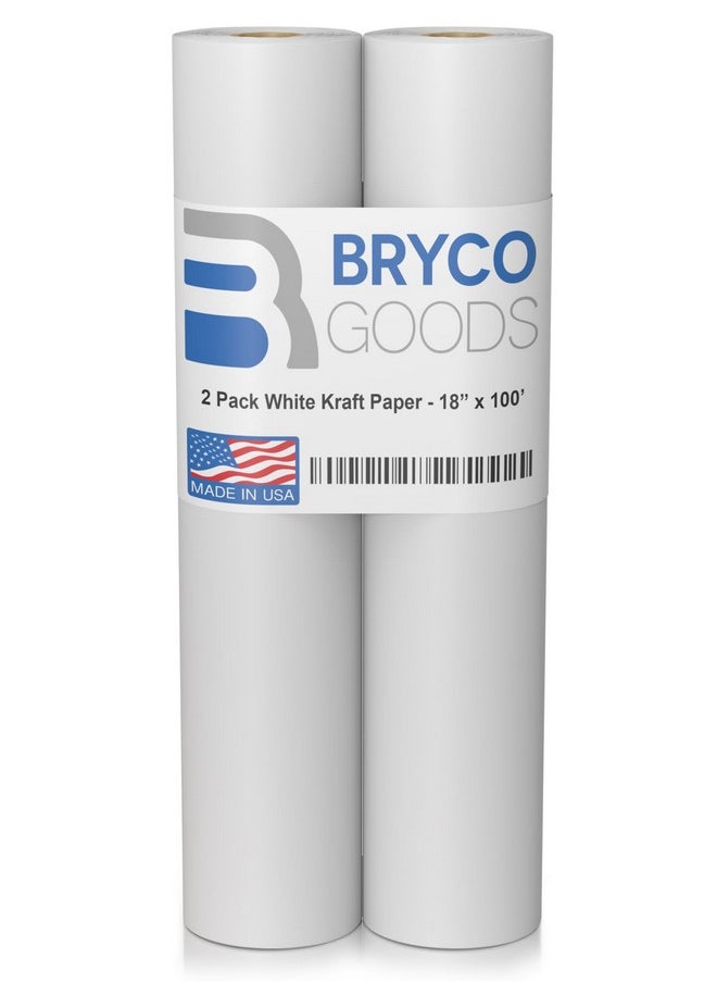 Bryco Goods - White Kraft Arts And Crafts Paper Roll 2 Pack Of 18 Inches By 100 Feet Rolls Ideal For Paints Wall Art Easel Paper Bulletin Board Paper Gift Wrapping Paper Kids Crafts Made In Usa - Image 1