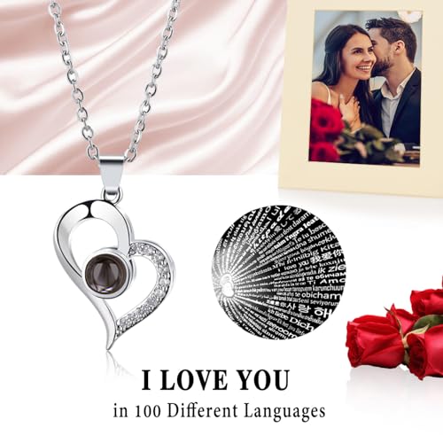 K KYMAKE Rose Bear Valentines Gifts for Women Rose Bear Teddy Bear with Box,One Hundred I Love You Language Necklace,Cute Romantic Wedding Anniversary Birthday Gift - Image 4