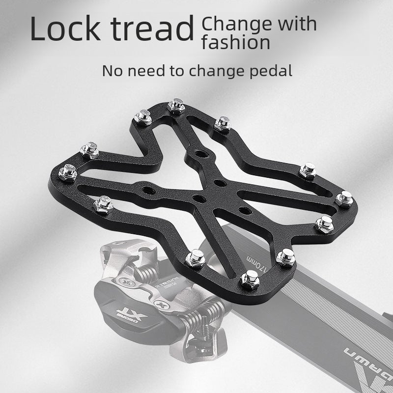 Lock pedal turn flat bicycle pedal quick release lock plate lock shoe conversion pedal deck road mountain bike Universal(Black large, Free size) - Image 4