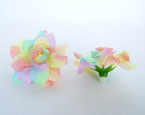 ICRAFY (50) Silk Rainbow Pastel Tones Roses Flower Head - 1.75" - Artificial Flowers Heads Fabric Floral Supplies Wholesale Lot for Wedding Flowers Accessories Make Bridal Hair Clips Headbands Dress - Image 5