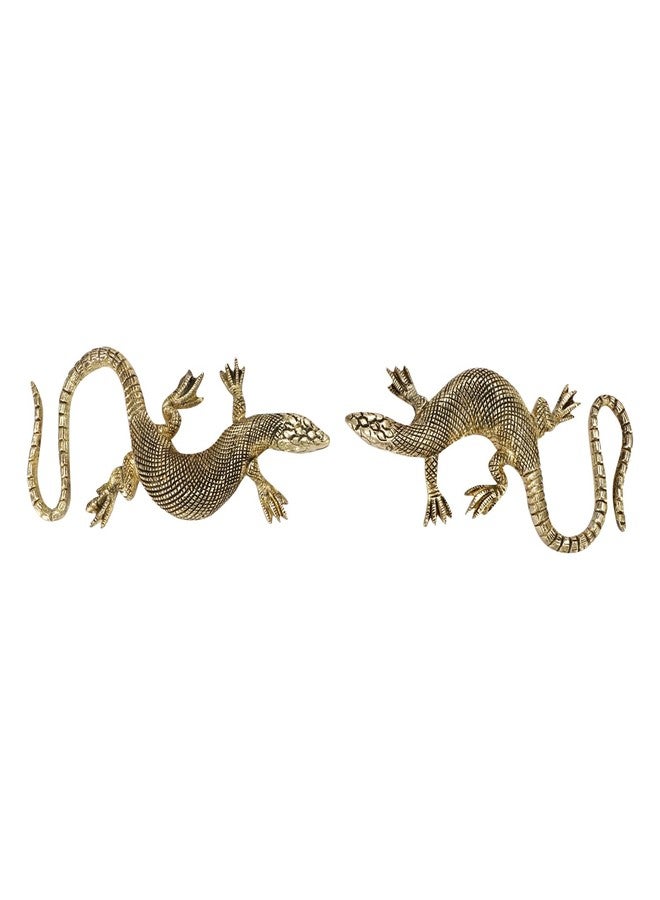 APKO Brass Lizard Set of Two Wall Hangings Premium Vintage Gecko Brass Decorative Showpiece for Home Decor - Image 2