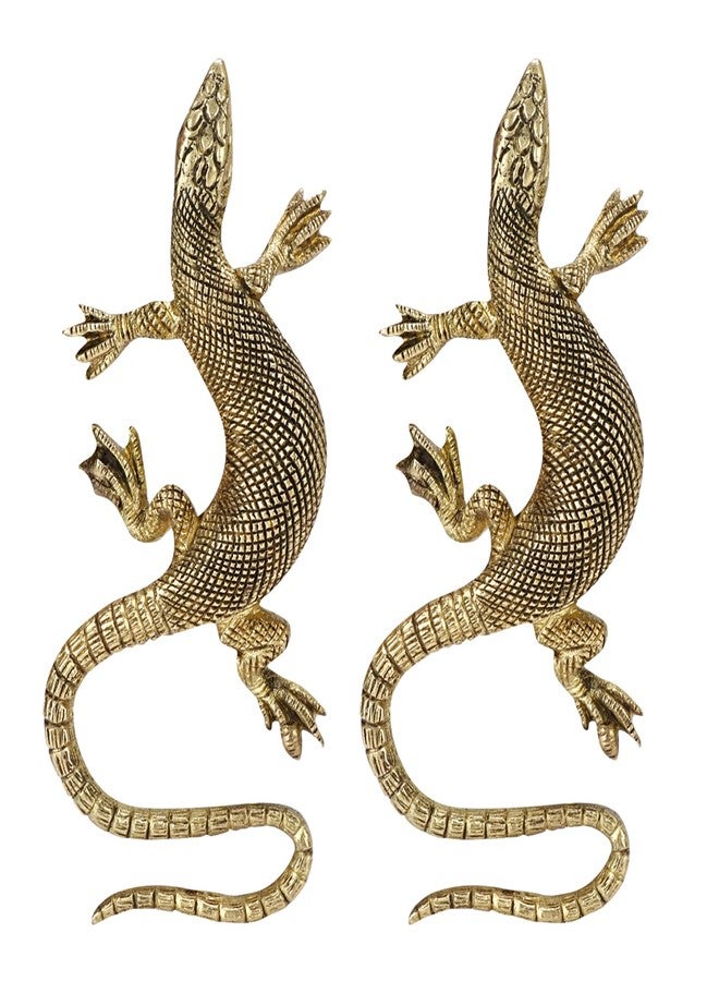 APKO Brass Lizard Set of Two Wall Hangings Premium Vintage Gecko Brass Decorative Showpiece for Home Decor - Image 3