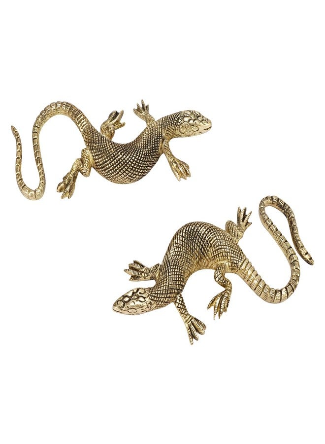 APKO Brass Lizard Set of Two Wall Hangings Premium Vintage Gecko Brass Decorative Showpiece for Home Decor - Image 4
