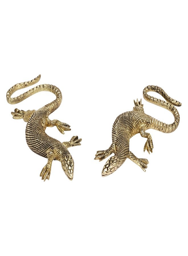 APKO Brass Lizard Set of Two Wall Hangings Premium Vintage Gecko Brass Decorative Showpiece for Home Decor - Image 1