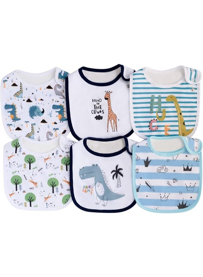 Maiwaput Maiwa 6 Pack Waterproof Cotton Baby Bibs for Girls Boys for Drooling Eating with Snaps Multi0601 - Image 4