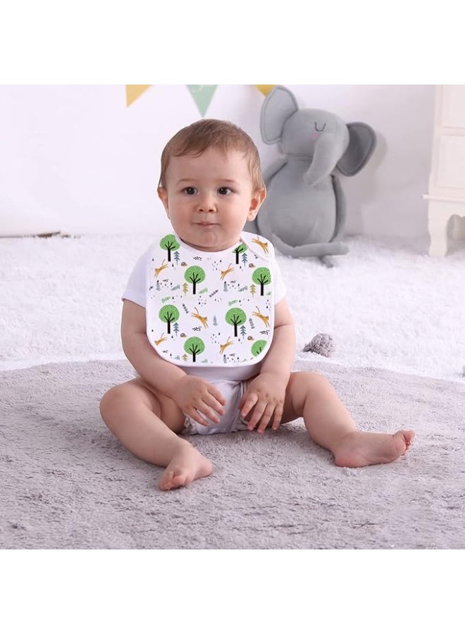 Maiwaput Maiwa 6 Pack Waterproof Cotton Baby Bibs for Girls Boys for Drooling Eating with Snaps Multi0601 - Image 3