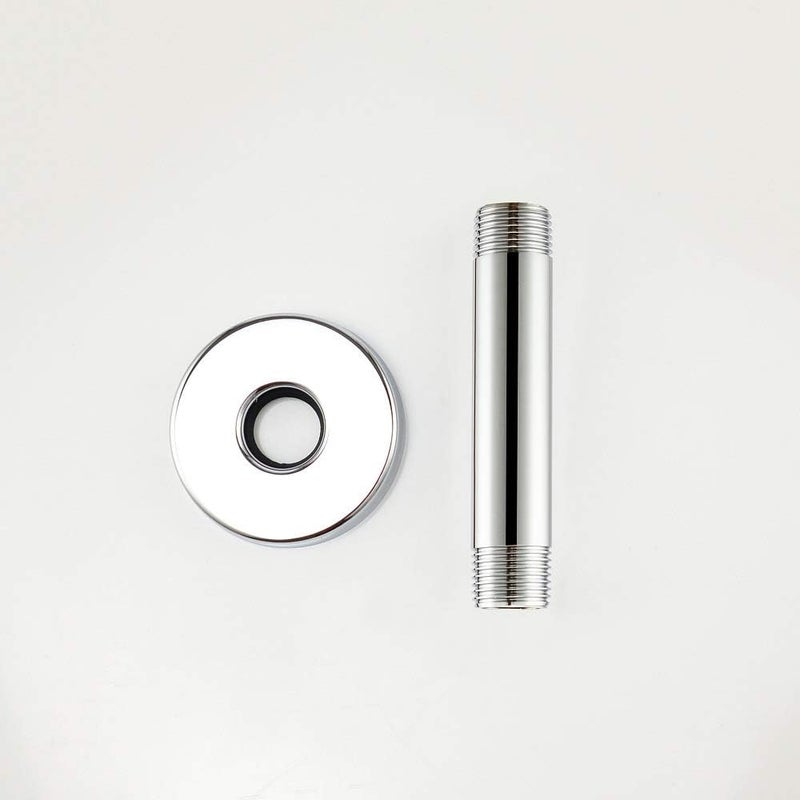 Purelux Ceiling Mount Shower Arm 4 Inches Made of Stainless Steel for Rainfall Showerhead, Chrome Finish with Gasket Flange - Image 4