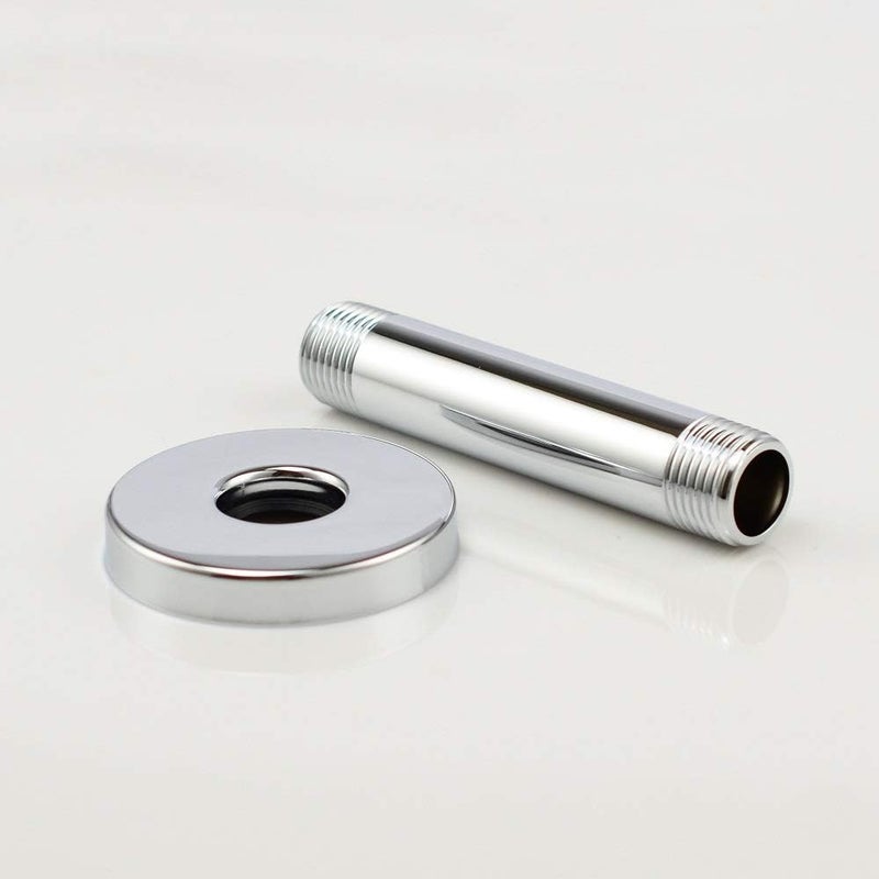 Purelux Ceiling Mount Shower Arm 4 Inches Made of Stainless Steel for Rainfall Showerhead, Chrome Finish with Gasket Flange - Image 5