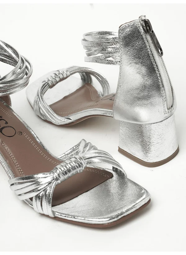 Y.so Y.SO Ladies Mid Heel Sandals Silver | Made In India