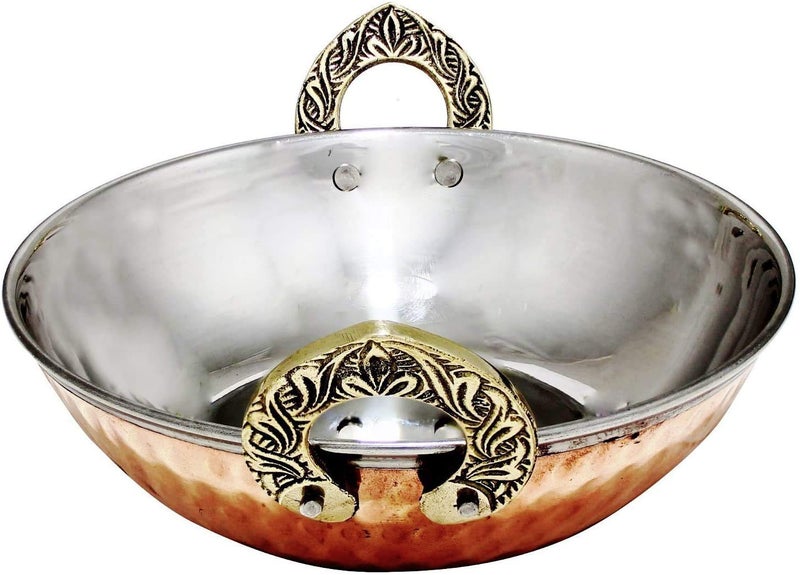 Ukal Set of 4 Indian Copper Serveware Karahi Vegetable Dinner Bowl Diameter 13 Cm 52 Inches - Image 5