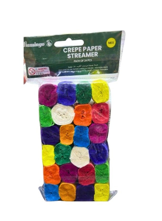 شريط ورق كريب متعدد الألوان، عبوة من 24 قطعة - Image 1