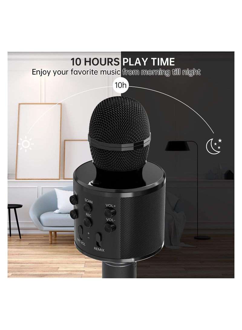 2 Pack Karaoke Microphone for Kids, Wireless Bluetooth Karaoke Microphone for Singing, Portable Handheld Mic Speaker Machine, Great Gifts Toys for Girls Boys Adults. (Black) - Image 4