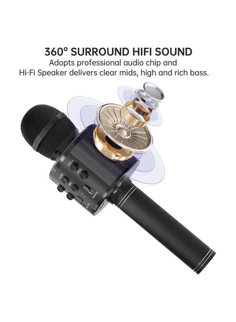 2 Pack Karaoke Microphone for Kids, Wireless Bluetooth Karaoke Microphone for Singing, Portable Handheld Mic Speaker Machine, Great Gifts Toys for Girls Boys Adults. (Black) - Image 3