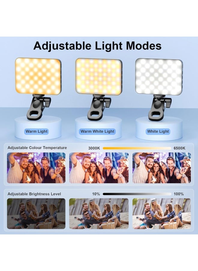 Generic Selfie Ring Light with Clip – 80 LED Rechargeable Phone Light, 3000mAh Battery, 3 Light Modes & 10 Brightness Levels – 3000K–6500K for Phone, Laptop, Tablet, Camera – Black  - Image 4