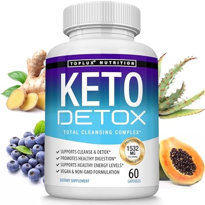 Toplux Keto Detox Pills Advanced Cleansing Extract – 1532 Mg Natural Acai Colon Cleanser Formula, Flush Toxins & Excess Waste, for Men Women, 60 Capsules, Supplement - Image 1
