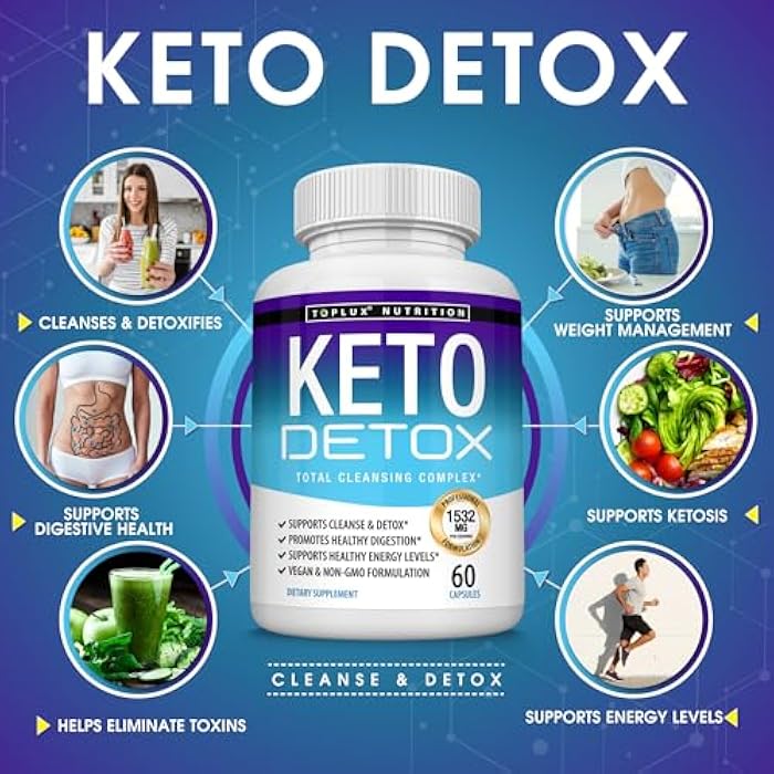 Toplux Keto Detox Pills Advanced Cleansing Extract – 1532 Mg Natural Acai Colon Cleanser Formula, Flush Toxins & Excess Waste, for Men Women, 60 Capsules, Supplement - Image 2