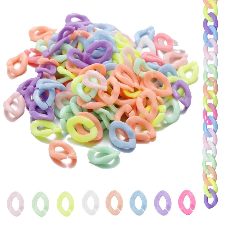 MARRTEUM 400 Pcs Acrylic Linking Rings 8 Colors Open Quick Linking Rings Candy Colors Oval Link Chain Ring for Jewelry Making Bracelets Necklaces Earring Key Chains - Image 3