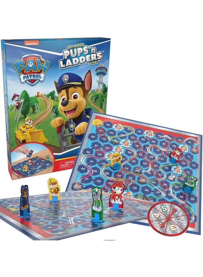 SPIN MASTER Paw Patrol Pups 'n Ladders Puppies Snakes and Ladders Family Social Board Game for Kids - Image 1