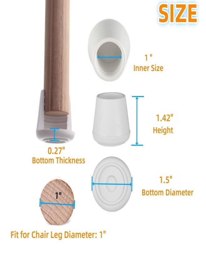 Furnigear أغطية أطراف أرجل الكراسي مقاس 1 بوصة، أطراف أرجل مطاطية مانعة للانزلاق، أغطية حماية لأرجل الكراسي، أغطية بديلة لأطراف أرجل الكراسي المعدنية القابلة للطي، واقيات أرضية دائرية بيضاء لأرجل الكراسي، عبوة من 12 قطعة - Image 2