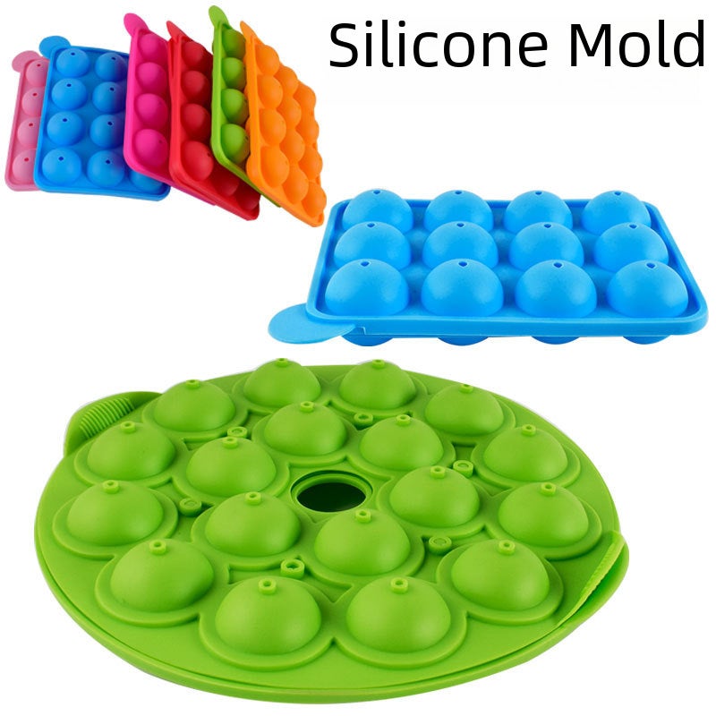 12-Cavity Round Silicone Lollipop Mold for Chocolate Candy Cake Orange 