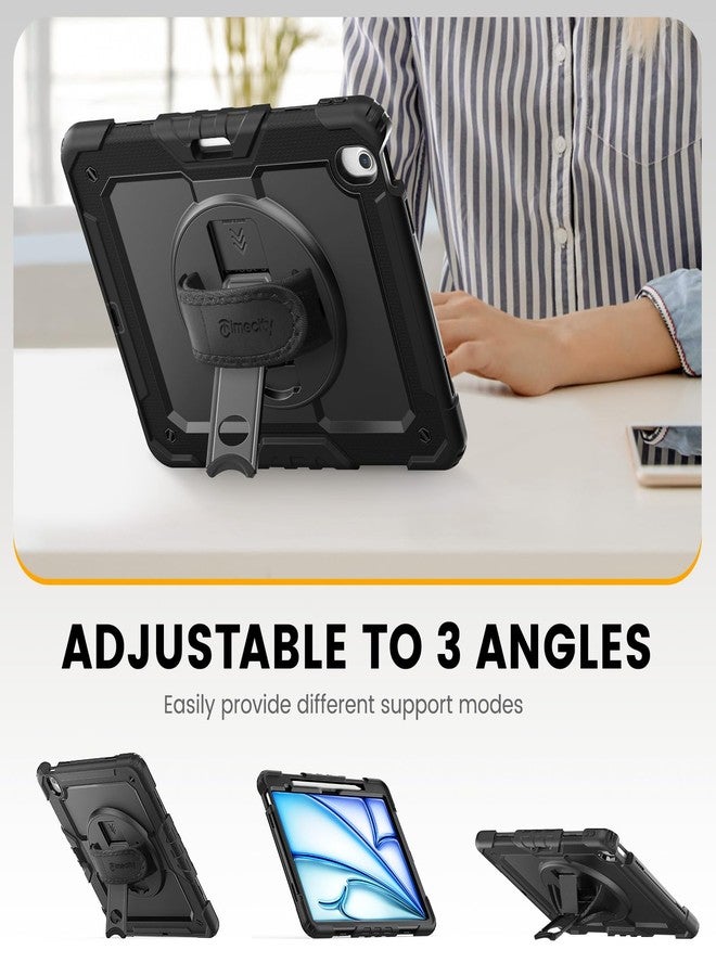 Timecity for iPad Air 13 Inch Case M3 2025/ M2 2024 (Model: A2898/ A2899/ A2900), 360° Rotating Stand, Pencil Holder & Wireless Charging, Shockproof with Screen Protector & Shoulder Strap, Black - Image 4