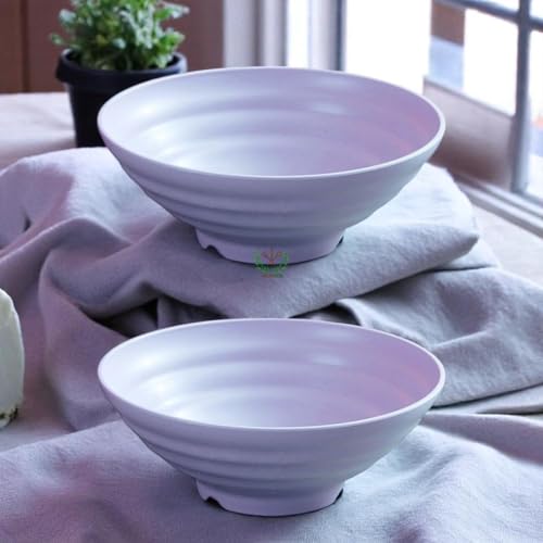 OLWICK® Colorful Wheat Straw Ramen Bowl Set – 8.3” Large Japanese-Style Bowls Set for Soup, Noodle, Salad, Pasta, Rice, Microwave & Dishwasher Safe, Purple, Pack of 2 - Image 1