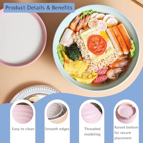 OLWICK® Colorful Wheat Straw Ramen Bowl Set – 8.3” Large Japanese-Style Bowls Set for Soup, Noodle, Salad, Pasta, Rice, Microwave & Dishwasher Safe, Purple, Pack of 2 - Image 4