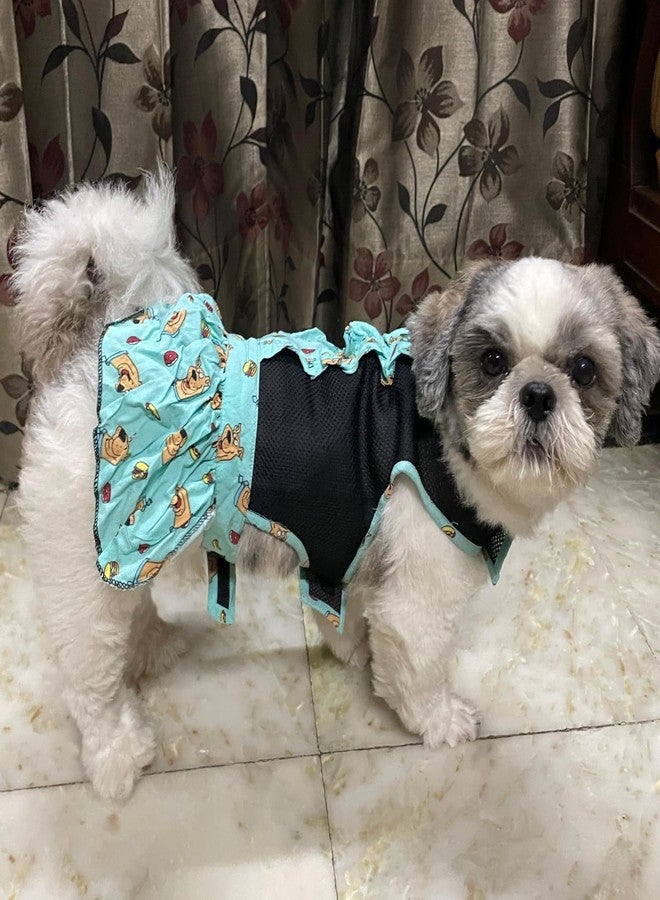 Lulala Summer Dog Princess Puppy Print Dresses Clothes Doggie Sundress with D-Ring Pet Vest Cat Apparel Puppy Dress Pet Dog Summer Layer Frill Sweetie Dress Tutu Dress Mesh Dogs(18 Inch,Sea Green) - Image 3