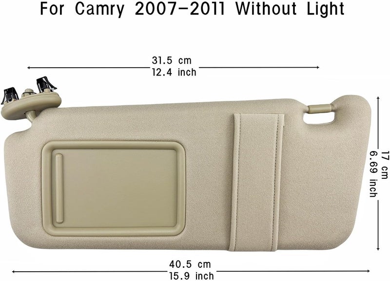 QASULER Beige Sun Visor Replacement for Toyota Camry - Image 2