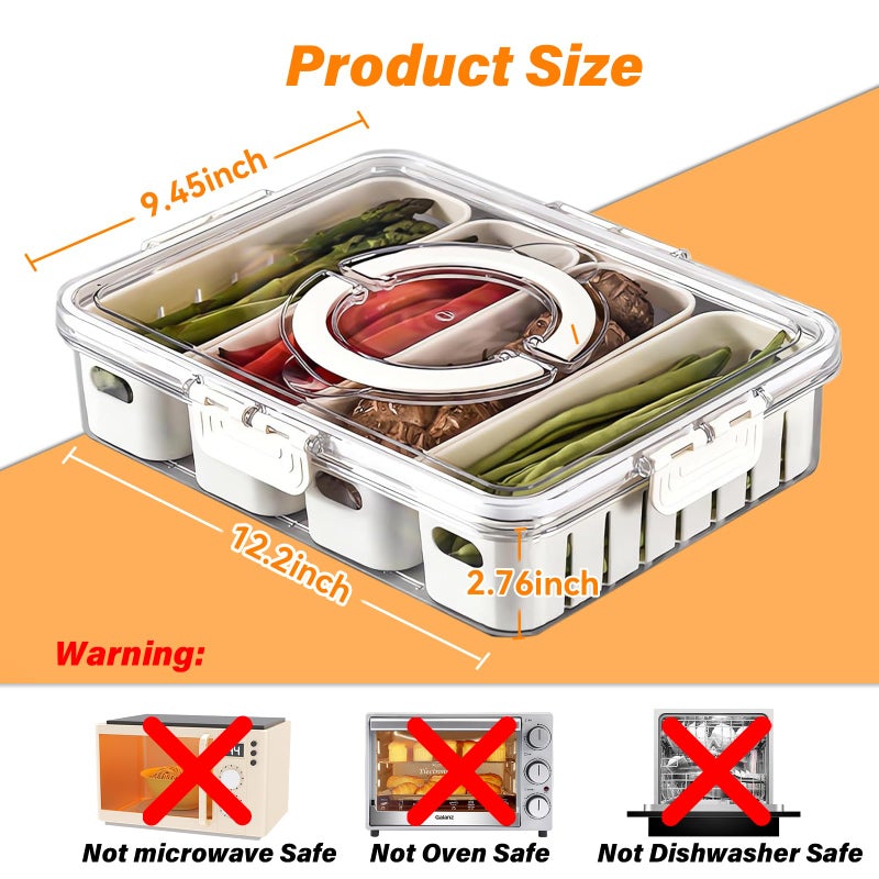 YFUIF Portable Fruit Storage Containers for Fridge, 4 Compartments Snack Box Container, BPA-Free Divided Serving Tray with Lid for Veggie, Clear Snack Tray Candy Tray - Image 3