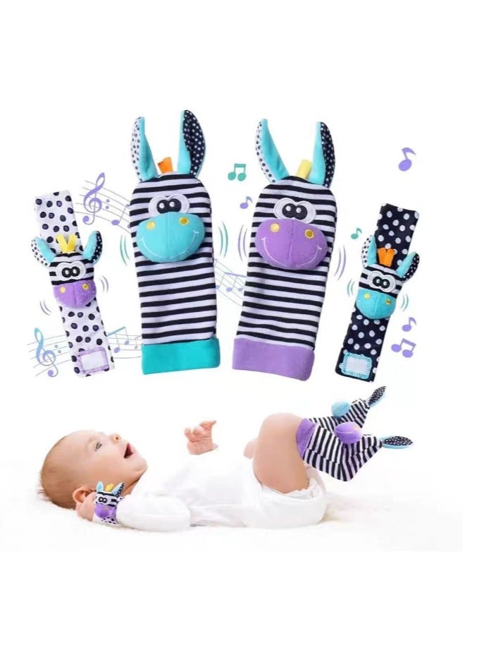 LIXADA Top-Quality Material 4-Piece Infant Socks And Zebra Wrist Rattles Toy Set For Kids, Fun Gift Idea for Birthday, Party, Family Fun - Image 5