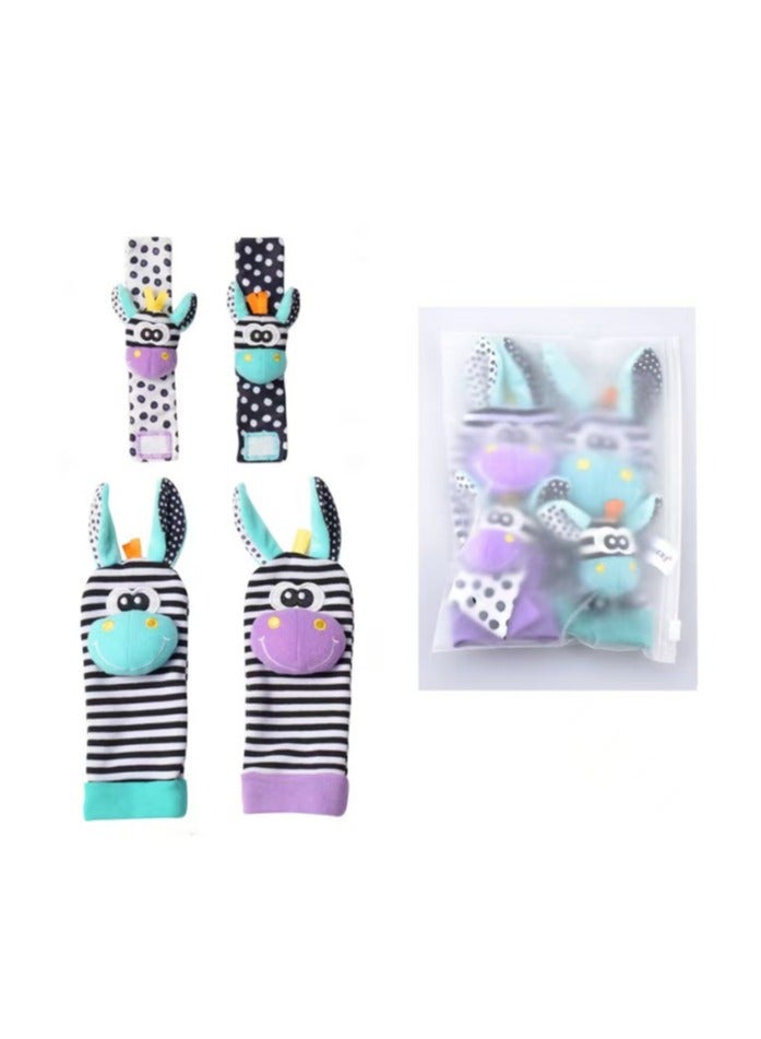 LIXADA Top-Quality Material 4-Piece Infant Socks And Zebra Wrist Rattles Toy Set For Kids, Fun Gift Idea for Birthday, Party, Family Fun - Image 3