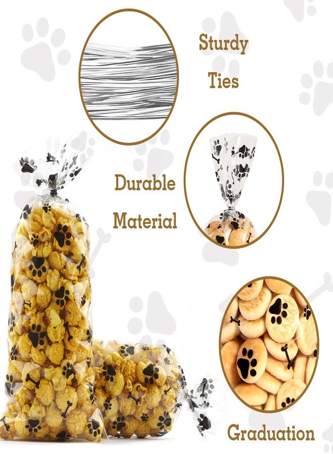 eowqeiur 60 PCS Plastic Dog Paw Cellophane Treat bags with Ties Goodie Candy Cookie Goody Gift Bags Pouches Clear Baby Shower Pet Puppy Birthday Party Decorations Favors Supplies Wrapping Stuffers(5x11) - Image 4