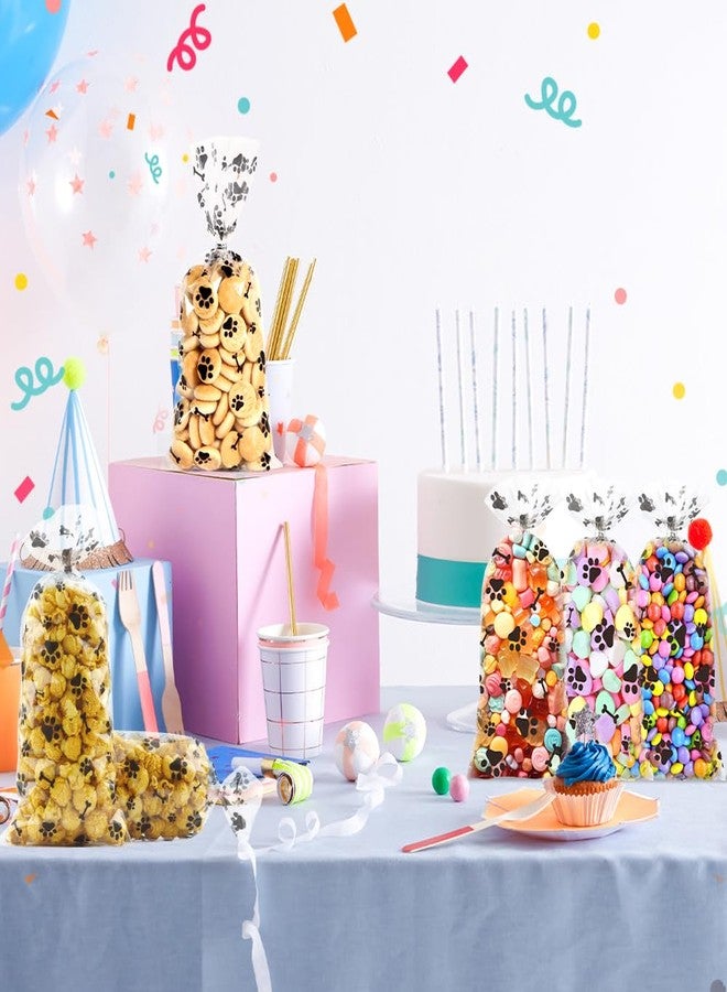 eowqeiur 60 PCS Plastic Dog Paw Cellophane Treat bags with Ties Goodie Candy Cookie Goody Gift Bags Pouches Clear Baby Shower Pet Puppy Birthday Party Decorations Favors Supplies Wrapping Stuffers(5x11) - Image 5