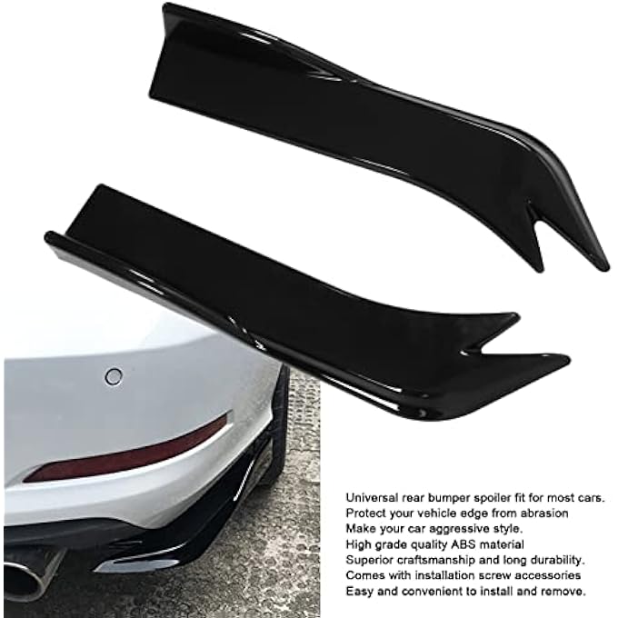 Folany Canard Protector, Anticollision Universal Rear Bumper Lip Antiscratch for Car(Bright black) - Image 5