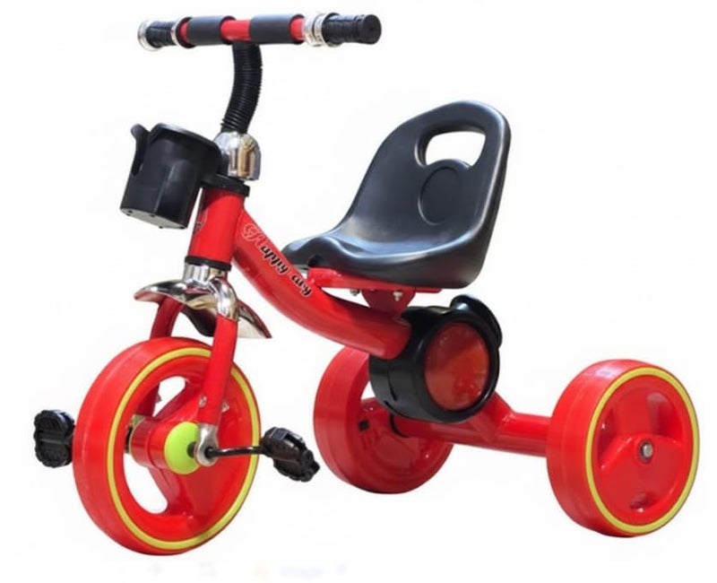 Kids Tricycle with Sound, Light, Front Basket, Red