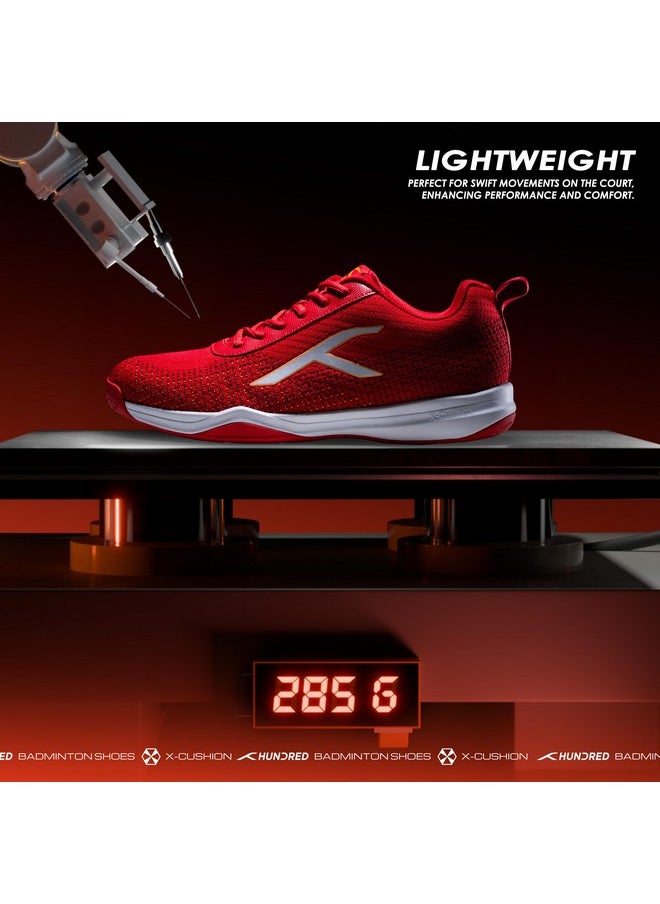 HUNDRED Unisex Adult Blade Lite Badminton Shoes (Non Marking) | Also Perfect for Squash, Table Tennis, Volleyball, Basketball & Indoor Sports | Lightweight & Durable (Red/Orange/White,6 UK) - pzsku/ZDC84FB14778D1EE2E6B9Z/45/_/1740982795/6846bc77-6034-4352-ac36-e992bf822498