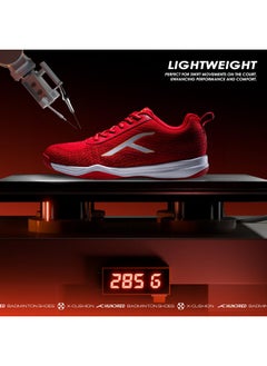 HUNDRED Unisex Adult Blade Lite Badminton Shoes (Non Marking) | Also Perfect For Squash, Table Tennis, Volleyball, Basketball & Indoor Sports | Lightweight & Durable (Red/Orange/White,6 Uk)  - Image 2