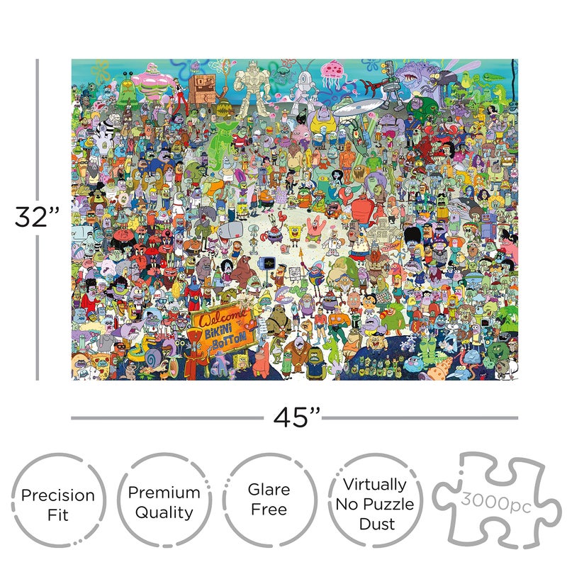 AQUARIUS SpongeBob SquarePants Puzzle 3000 Piece Jigsaw Puzzle  Officially Licensed SpongeBob Merchandise  Collectibles  Glare Free  Precision Fit  32 x 45 InchesMulticolor - Image 3