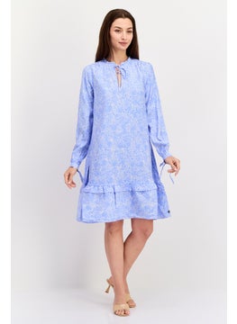Women Allover Print Mini Dress, Blue