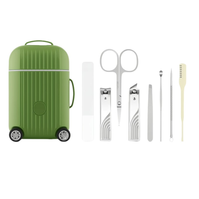 Mini travel suitcase nail clipper set  green - Image 1