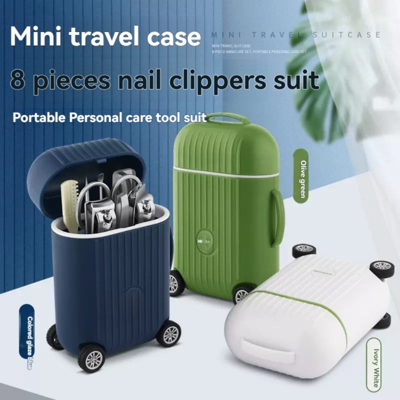 Mini travel suitcase nail clipper set  green - Image 5