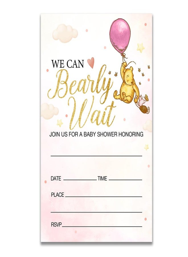 Dolimifa Pink Winnie the Pooh Baby Shower Invitations Fill in Style Classic We Can Bearly Wait Winnie the Pooh Bear Baby Shower Invites, 20 Count With Envelopes - Image 1