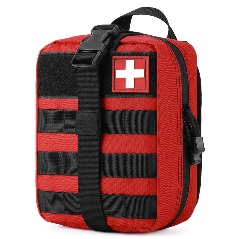 جونيكس MOLLE Medical Pouch EMT First Aid Pouch Rip-Away IFAK Tactical Utility Pouch for Outdoor Activities Medical Supplies (Bag Only), Red - Image 1