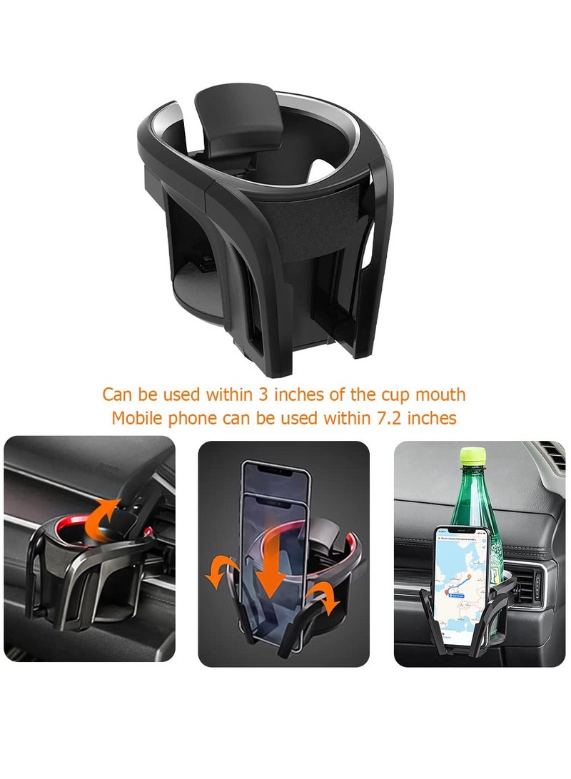 Captaintech 2-in-1 Car Cup Holder and Phone Mount for Air Vent, Adjustable Drink Stand and Universal Bracket for SUV, Truck, Van - Image 2