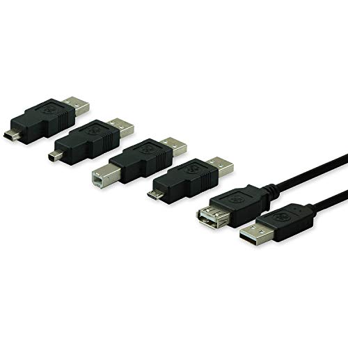 GE Universal USB 2.0 Adapter Kit, 6ft. A Male to A Female Extension Cable, 4 Adapters Included: A Male to B Male, 4 Pin, 5 Pin, A Male to Micro USB, 33758 - Image 2