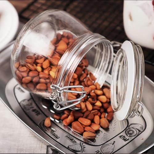 HEXONIQ® Clip Top Glass Jar 500ml, Airtight Glass Storage Container with Lid, Round Preserving Jar for Kitchen Storage, Cereal, Pasta, Sugar, Beans, Spice, 10.5x11.0 cm, Pack of 1 - Image 5