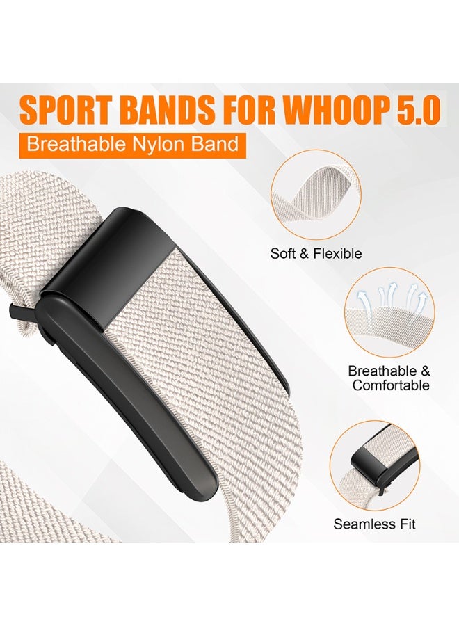 Replacement Nylon Band for Whoop 5.0 with Silver Clip, Adjustable Wrist Strap for Fitness and Daily Use, for Men & Women- Starlight - Image 2